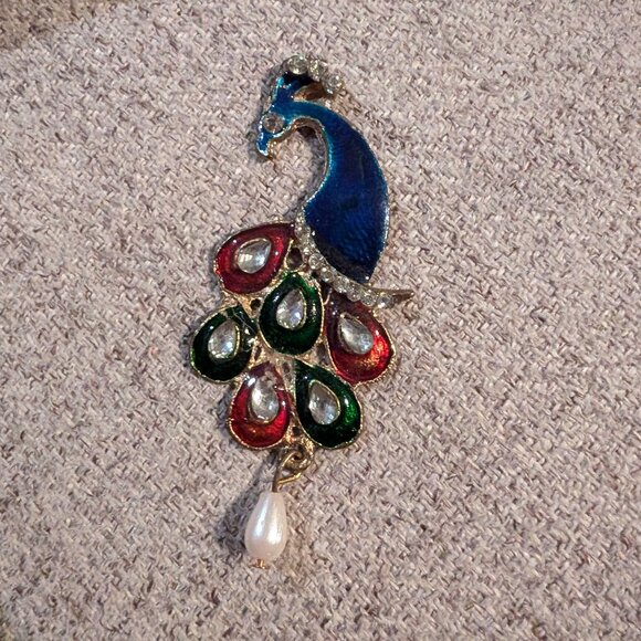 VINTAGE ENAMELED PEACOCK #35 - Picture 1 of 2